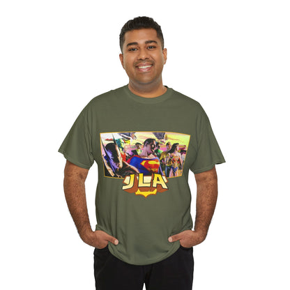 JLA T-Shirt - Alex Ross Art - Superman, Batman, Wonder Woman, Hawkman, Green Lantern, Black Canary, Flash, Martian Manhunter, Green Arrow - Justice League - DC Comics
