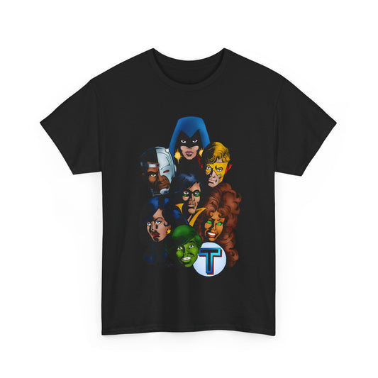 New Teen Titans T-Shirt - George Perez Art - Robin, Wonder Girl, Cyborg, Raven, Starfire, Kid Flash - DC Comics