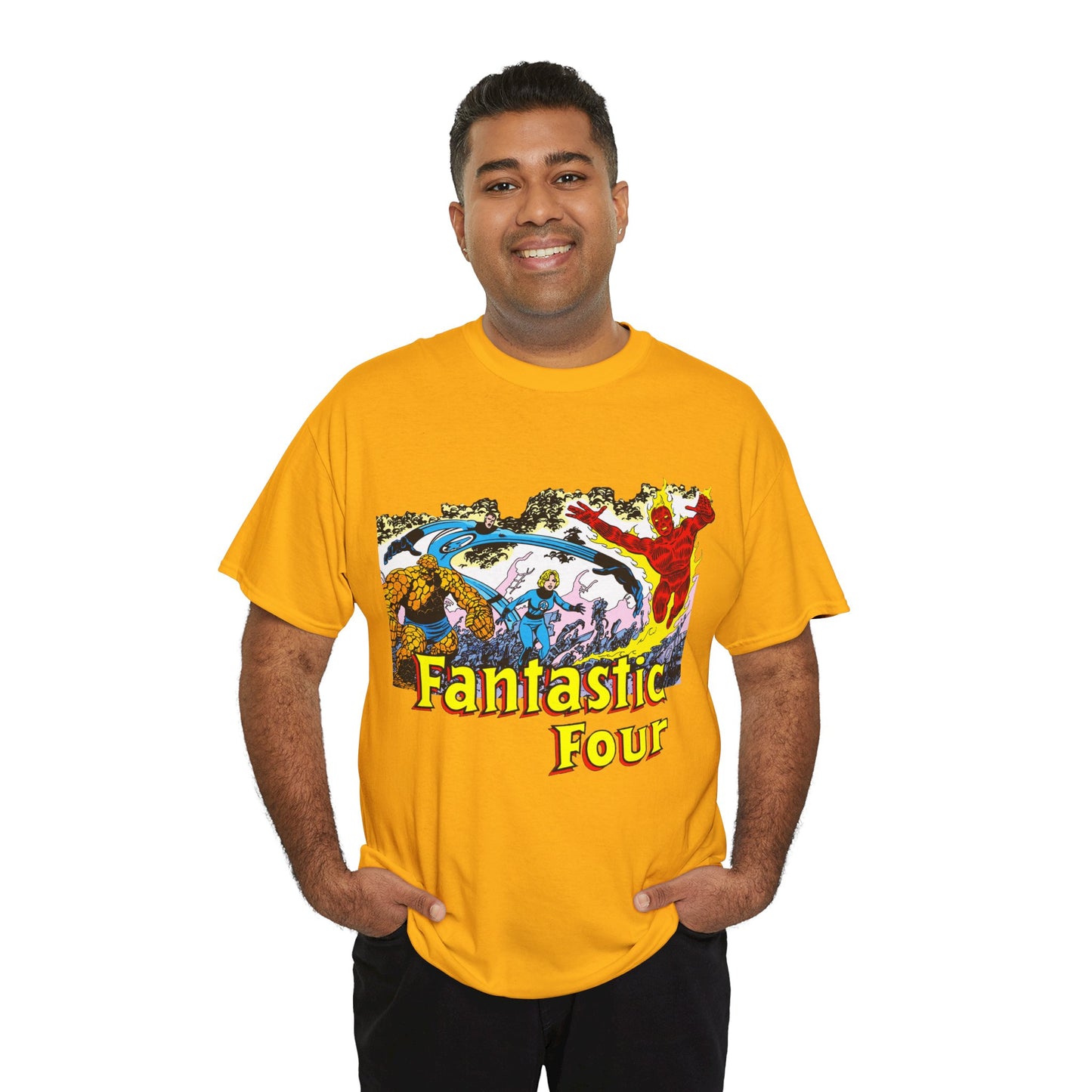 Fantastic Four T-Shirt - John Byrne Art - Reed Richards, Invisible Woman, Human Torch, The Thing - Marvel Comics