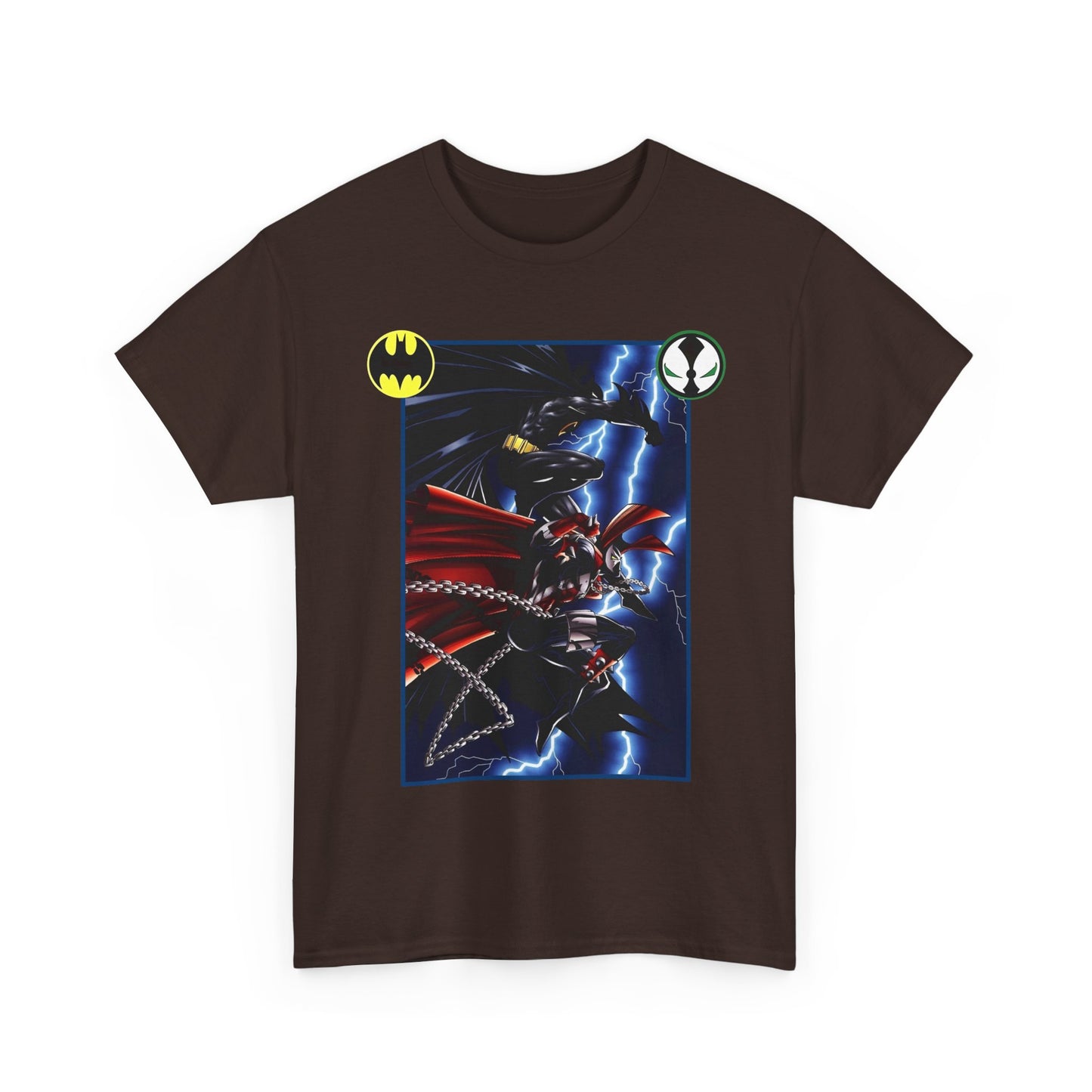 Batman & Spawn T-Shirt - Todd McFarlane Art - Gotham City, Frank Miller Story - DC Comics & Image Comics