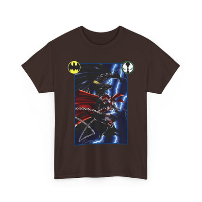 Batman & Spawn T-Shirt - Todd McFarlane Art - Gotham City, Frank Miller Story - DC Comics & Image Comics