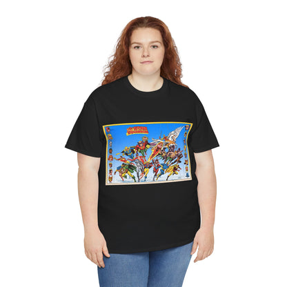 All-Star Squadron T-Shirt - Jerry Ordway Art - JSA Connection - Firebrand, Robotman, Amazing Man, Shining Knight, Tarantula, Dr Fate - Retro 1980s Series - DC Comics
