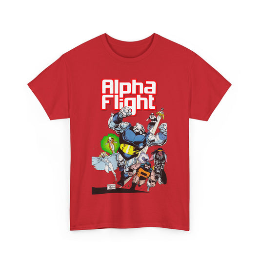 Alpha Flight T-Shirt - Mike Mignola Art - Shaman, Snowbird, Northstar, Aurora, Box, Vindicator, Puck - Canada's Super-Team - Marvel Comics