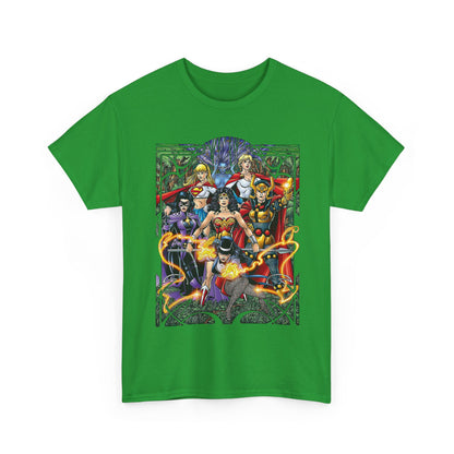 Justice League of Amazons T-Shirt - George Perez Art - Wonder Woman, Zatanna, Supergirl, Power Girl, Huntress, Big Barda - JLA - DC Comics