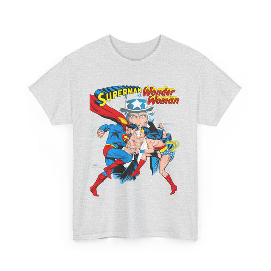 Superman Vs Wonder Woman T-Shirt - José Luis García-López Art - Popular 1970s Tabloid Story - DC Comics