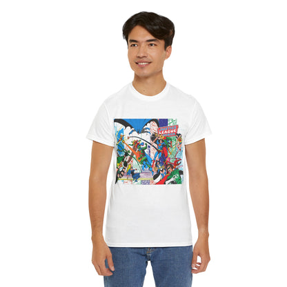 Justice League of America #200 T-Shirt - George Perez Art - Superman, Batman, Zatanna, Wonder Woman, Elongated Man, Martian Manhunter, Black Canary, Atom, Firestorm - DC Comics