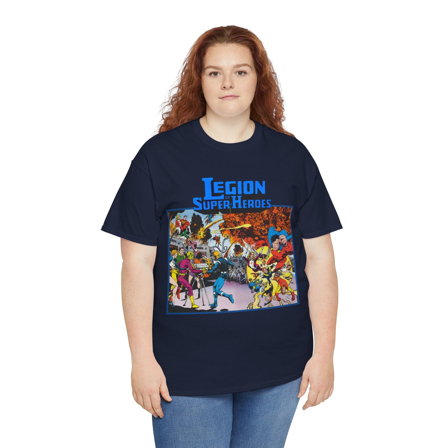 Legion of Super-Heroes T-Shirt - Steve Lightle Art - Mon-El, Saturn Girl, Brainiac 5, Sun Boy, Lightning Lad, Dawnstar, Timber Wolf - LOSH - DC Comics