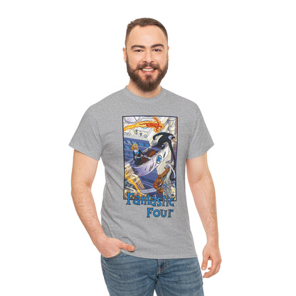 Fantastic Four T-Shirt - John Byrne Art - Invisible Woman, Thing, Human Torch, Reed Richards - Fantasticar, Baxter Building - Marvel Comics