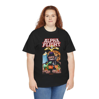 Alpha Flight T-Shirt - John Byrne Art - Guardian, Aurora, Northstar, Shaman, Snowbird, Puck - Marvel Comics