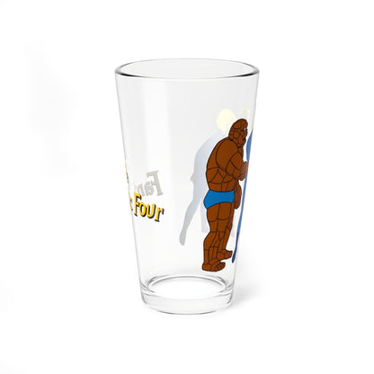 Fantastic Four Pint Glass, 16oz - Hanna-Barbera 1960s Cartoon - Marvel Comics TV Series - Human Torch, The Thing, Invisible Woman, Reed Richards