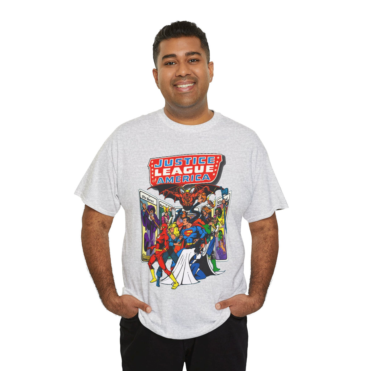 Justice League of America T-Shirt - George Perez Art - Vs Tarot Gang - DC Comics