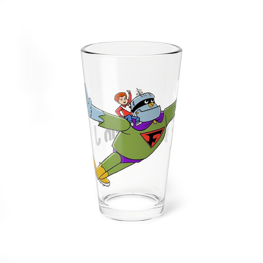 Frankenstein Jr Pint Glass, 16oz - Hanna-Barbera Cartoon - Buzz Conroy, Civic City - 1960s Saturday Morning Cartoon