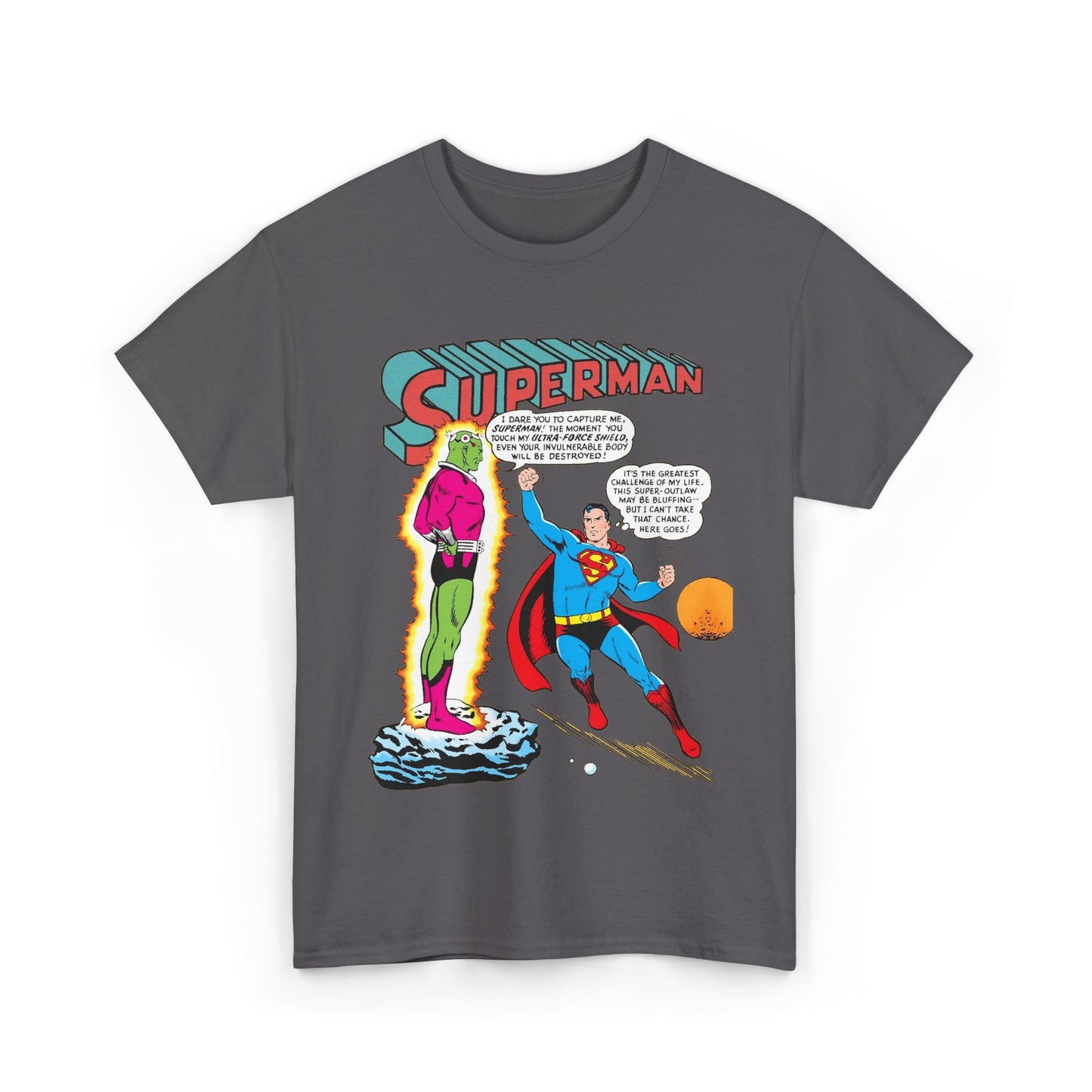 Superman T-Shirt - Curt Swan Art - Vs Brainiac- Silver Age 1st Appearance - DC Comics