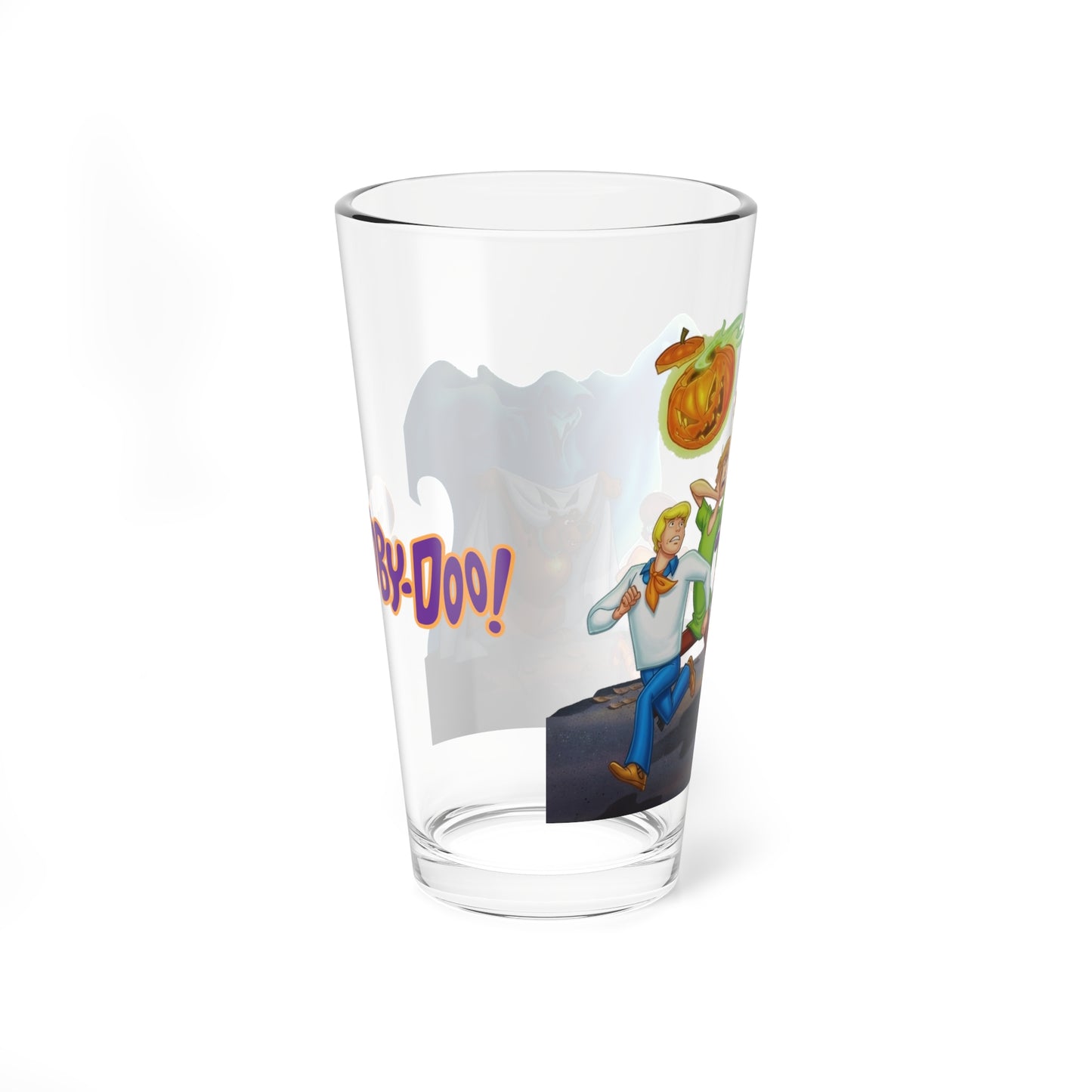 Scooby Doo Halloween Pint Glass 16oz Hanna-Barbera Mystery Inc Shaggy Velma Daphne Fred Ghost Jack O Lantern Spooky Nostalgia Fan Gift