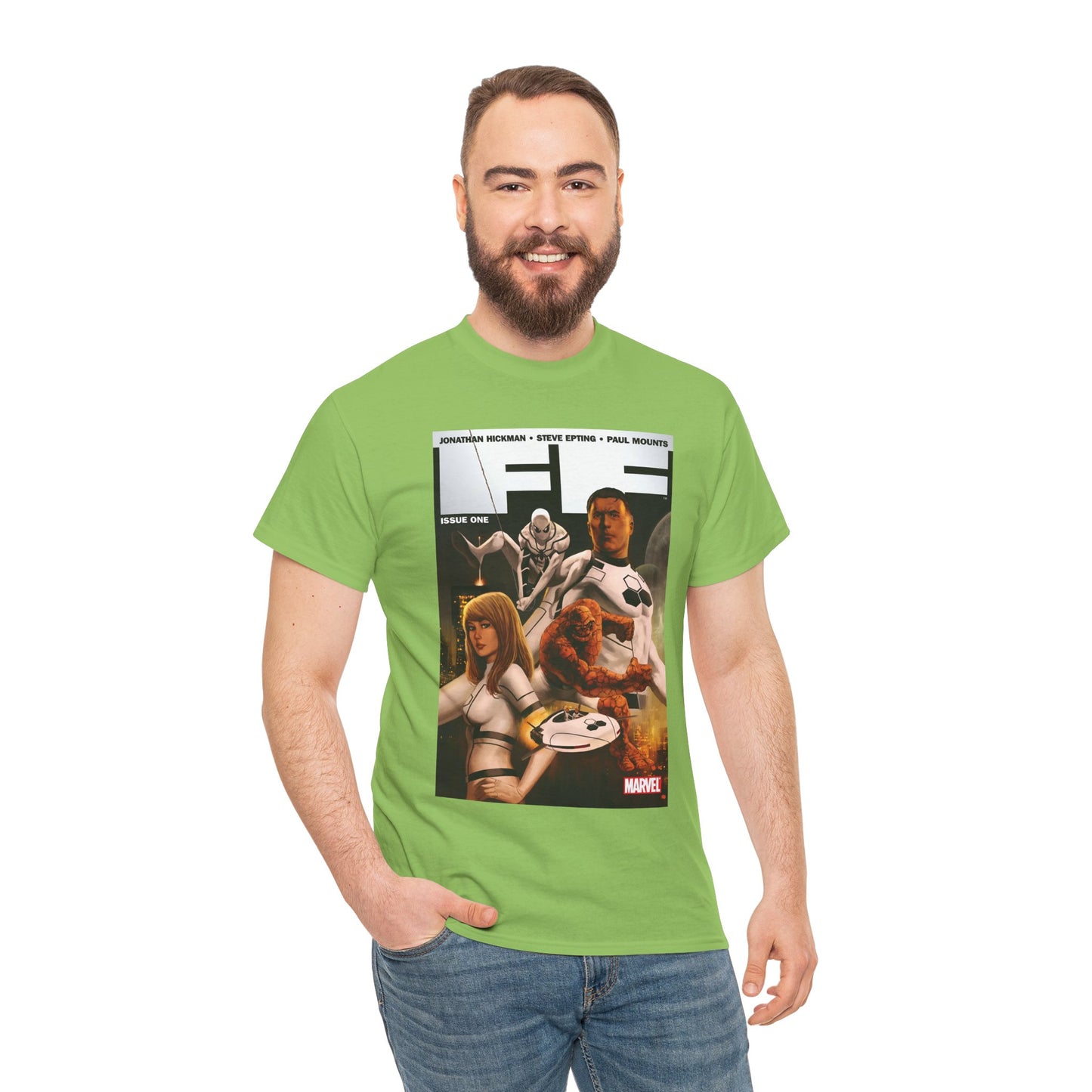 FF #1 T-Shirt - Steve Epting Art - Fantastic Four/Future Foundation - Spider-Man, Mr. Fantastic, Invisible Woman, The Thing - Marvel Comics