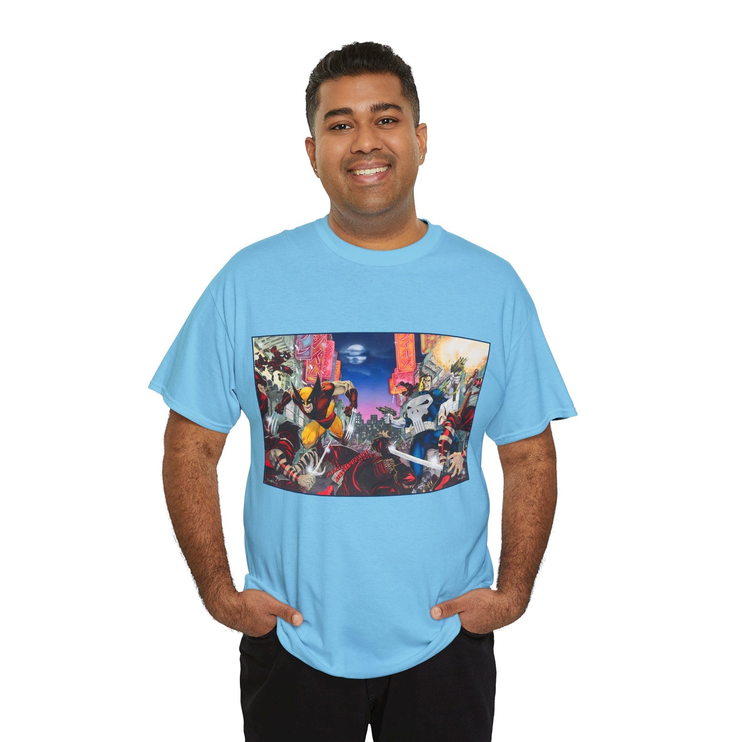 Wolverine & Punisher T-Shirt - Jim Lee Art - Vs The Hand - Marvel Comics