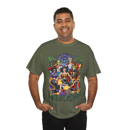 Justice League of Amazons T-Shirt - George Perez Art - Wonder Woman, Zatanna, Supergirl, Power Girl, Huntress, Big Barda - JLA - DC Comics