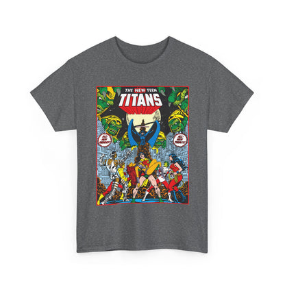 New Teen Titans T-Shirt - George Perez Art - #1 Splash Page - Robin, Starfire, Wonder Girl, Cyborg, Raven, Changeling, Kid Flash - DC Comics