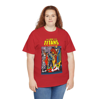 New Teen Titans T-Shirt - George Perez Art - Nightwing, Cyborg, Raven, Starfire, Wonder Girl, Changeling, Jericho - Titans Tower - DC Comics