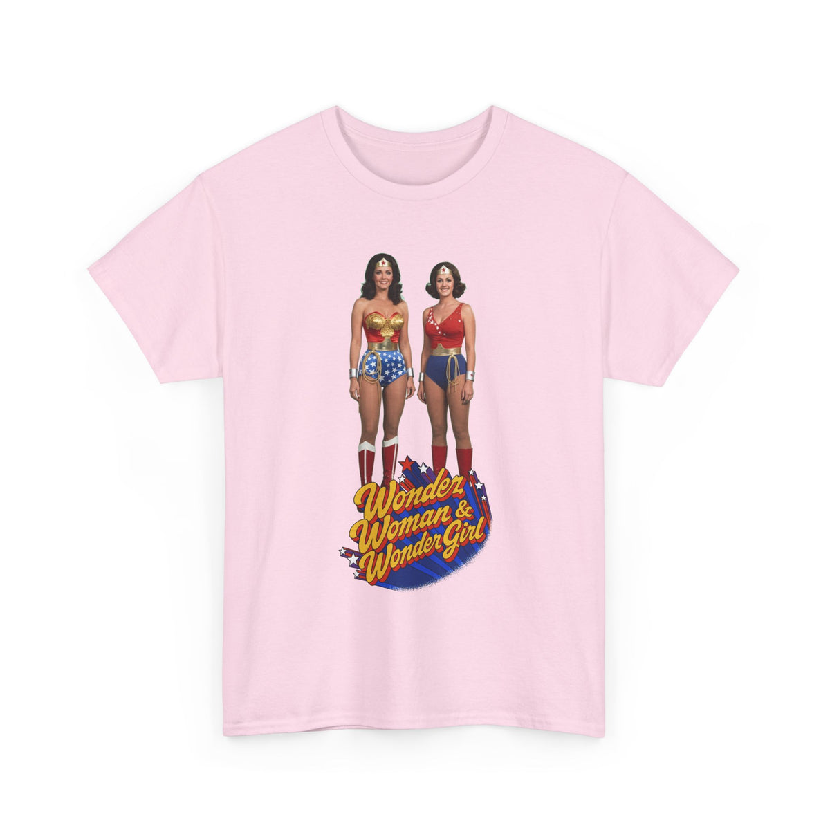Wonder Woman & Wonder Girl T-Shirt - Lynda Carter Retro 1970s TV Show - DC Comics