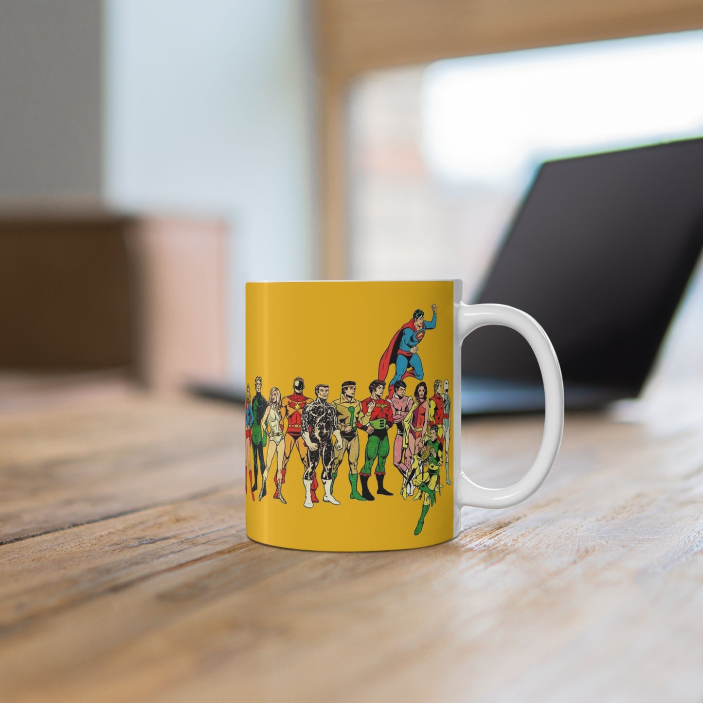 Legion of Super-Heroes Coffee Mug, 11oz - Classic DC Comics Art - Superboy, Cosmic Boy, Wildfire, Dream Girl, Element Lad, Sun Boy