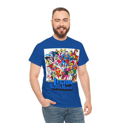 Legion of Super-Heroes T-Shirt - Greg Laroque Art - Who's Who in DC Comics - Superboy, Cosmic Boy, Dream Girl, Dawnstar, Supergirl, Sun Boy, Wildfire, Element Lad, Invisible Kid, Saturn Girl, Lightning Lad - DC Comics
