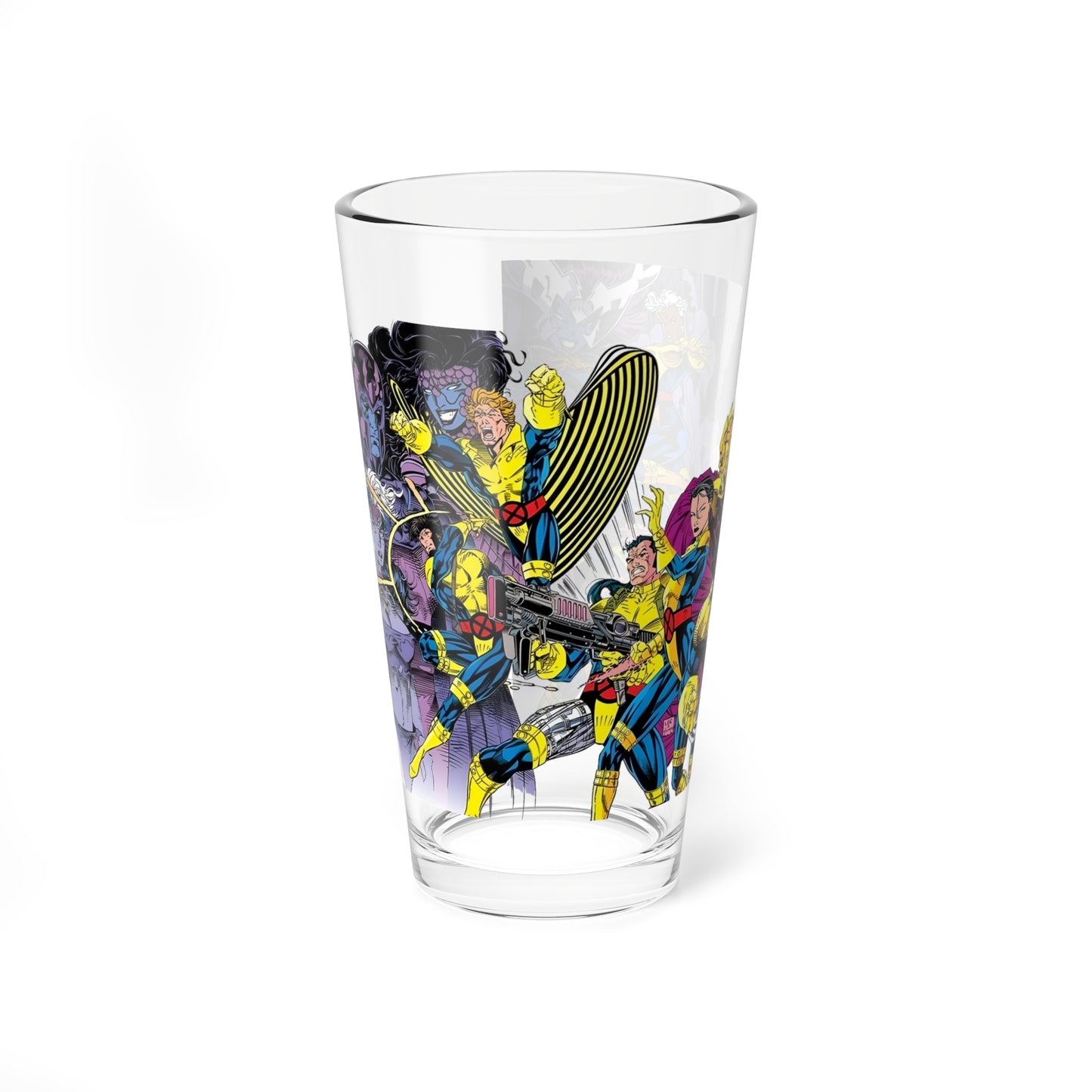 Uncanny X-Men Pint Glass, 16oz - Jim Lee Art - Wolverine, Psylocke, Storm, Forge, Gambit, Jubilee - Marvel Comics