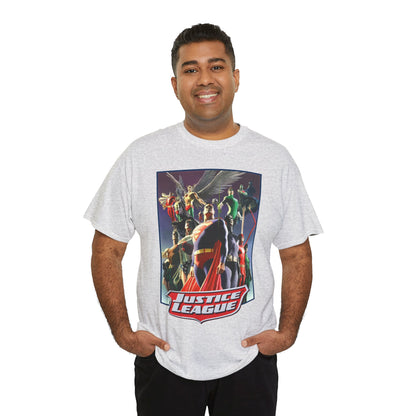 Justice League T-Shirt - Alex Ross Art - Superman, Wonder Woman, Black Canary, Hawkman, Flash, Aquaman, Atom - DC Comics