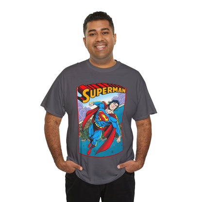 Superman T-Shirt - Tom Grummett Art - DC Comics - Metropolis, Man of Steel Flying Through the Sky - Post-Reign of the Supermen Storyline Artwork