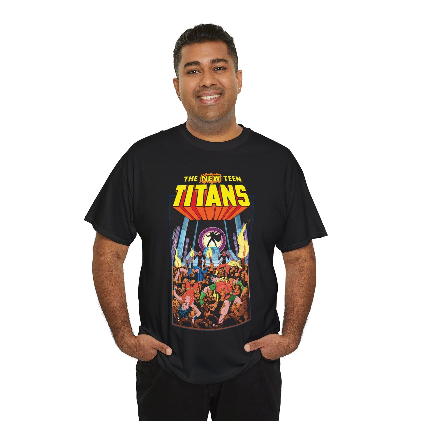 New Teen Titans T-Shirt - George Perez Art - #22 Cover - Wonder Girl, Robin, Raven, Kid Flash - Brother Blood Story - DC Comics