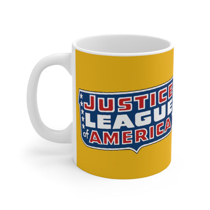Justice League of America Coffee Mug 11oz - George Perez Art - Superman, Wonder Woman, Batman, Green Lantern, Flash - DC Comics