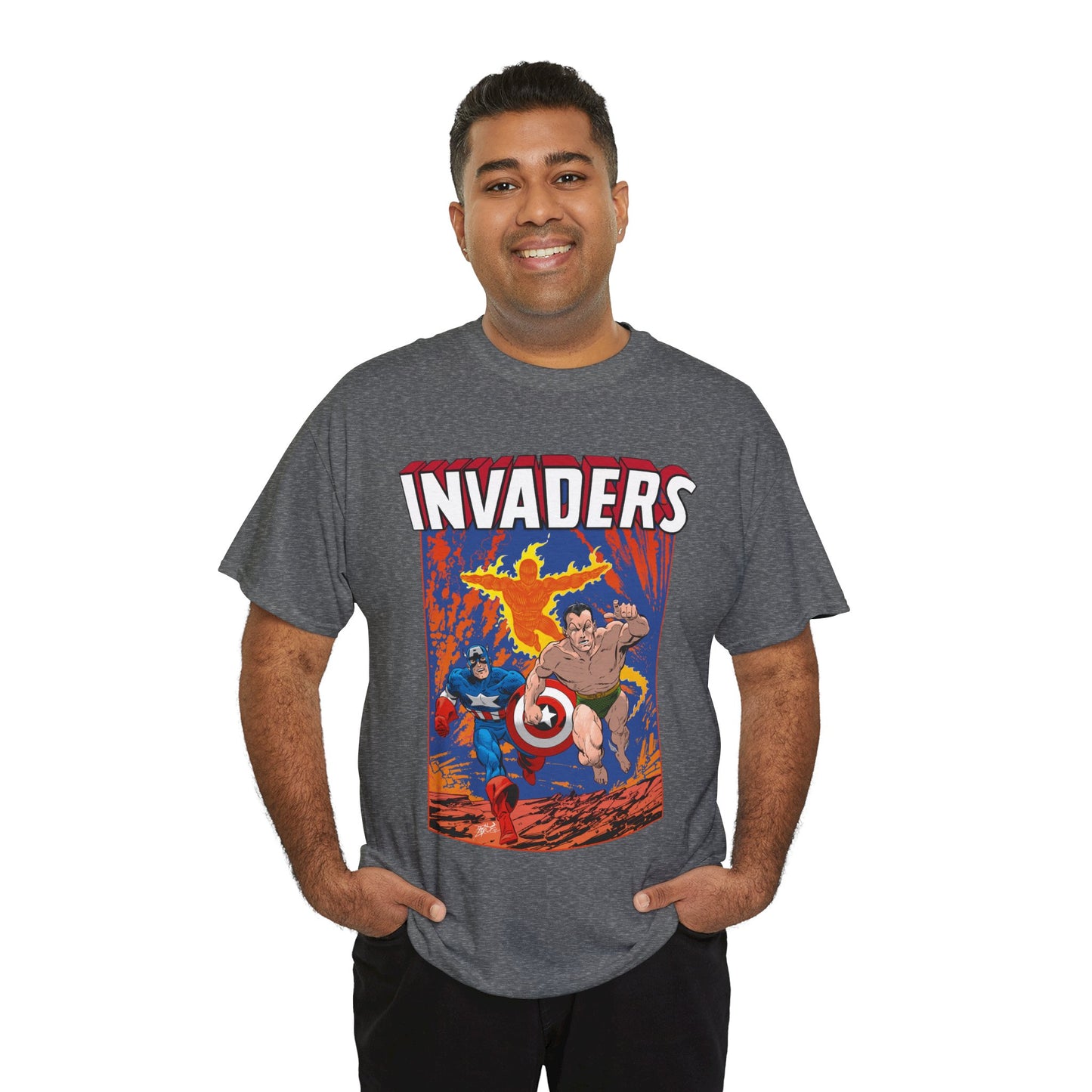 Invaders T-Shirt - John Byrne Art - Captain America, Namor, Human Torch - Marvel Comics Golden Age Characters