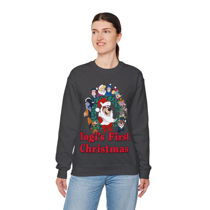 Yogi's First Christmas Crewneck Sweatshirt - Hanna-Barbera TV Holiday Special - Snagglepuss, Huckleberry Hound, Ranger Smith