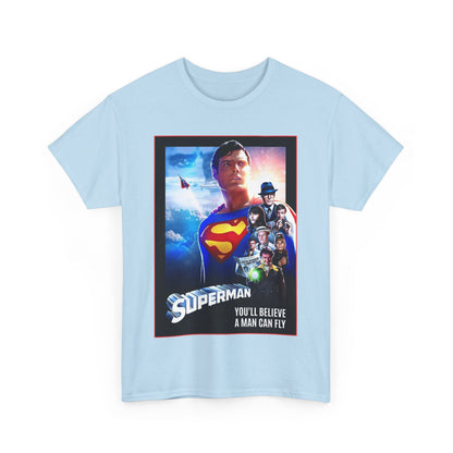Superman The Movie T-Shirt - Christopher Reeve, Gene Hackman, Margot Kidder - Beloved 1970s Warner Brothers Movie - Krypton, Smallville, Metropolis - DC Comics