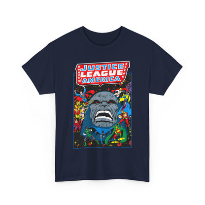 Justice League of America T-Shirt - George Perez Art - JLA/JSA/New Gods Crossover - Darkseid, Orion, Mr Miracle, Huntress, Firestorm, Dr Fate - DC Comics