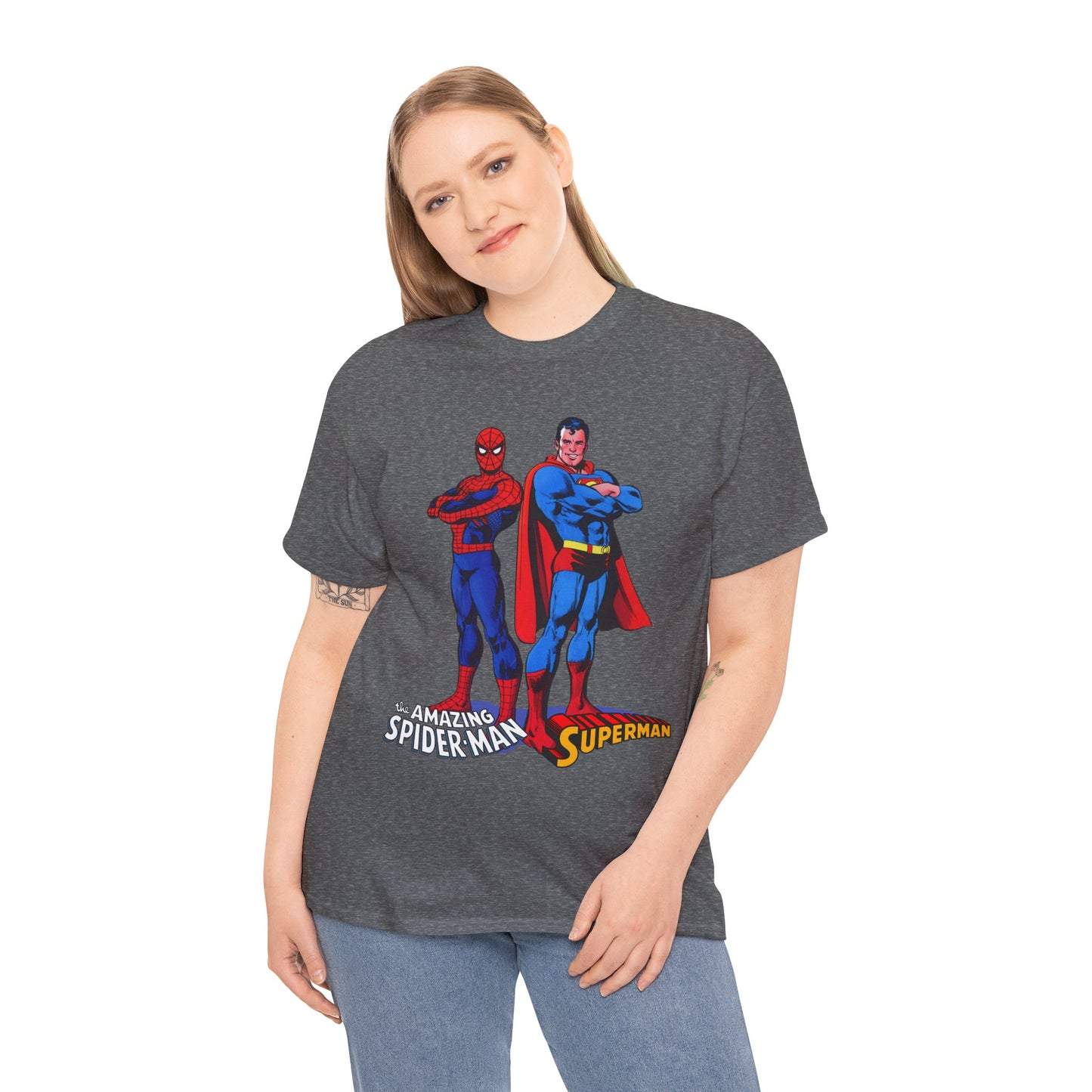Amazing Spider-Man & Superman T-Shirt - Classic 1970s Marvel/DC Comics Crossover - Peter Parker & Clark Kent