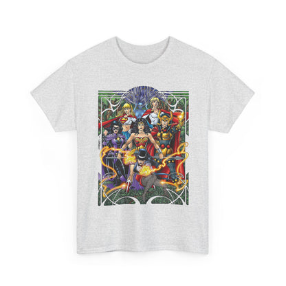 Justice League of Amazons T-Shirt - George Perez Art - Wonder Woman, Zatanna, Supergirl, Power Girl, Huntress, Big Barda - JLA - DC Comics