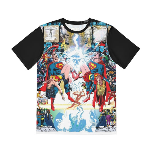 Crisis on Infinite Earths Wrap-Around Polyester Tee (All-Over Print) - George Perez & Jerry Ordway Art - Superman, Supergirl, Wonder Girl - DC Comics