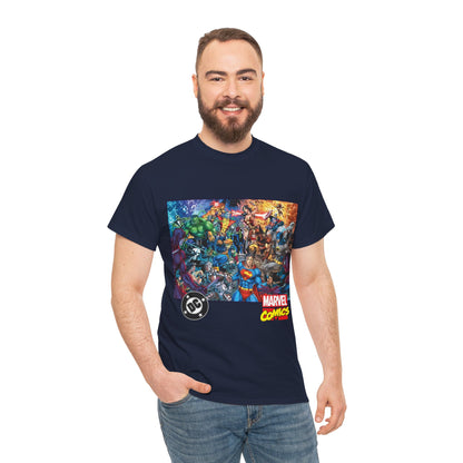 DC Vs Marvel T-Shirt - Jim Lee Art - Batman, Superman, Spider-Man, Wolverine, Wonder Woman, Daredevil, Hulk, Captain America, Deathstroke, Storm, Colossus - DC Comics, Marvel Comics Crossover