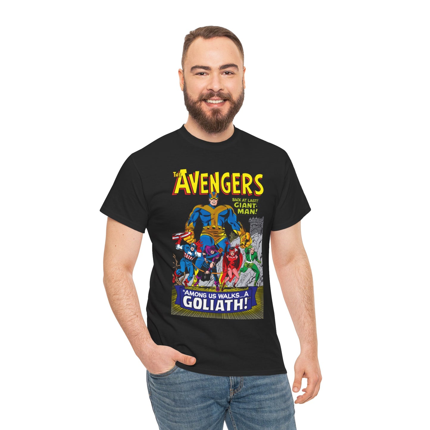 Avengers T-Shirt - Silver Age Art - Early Giant-Man Appearance - Captain America, Hawkeye, Scarlet Witch, Quicksilver - Marvel Comics