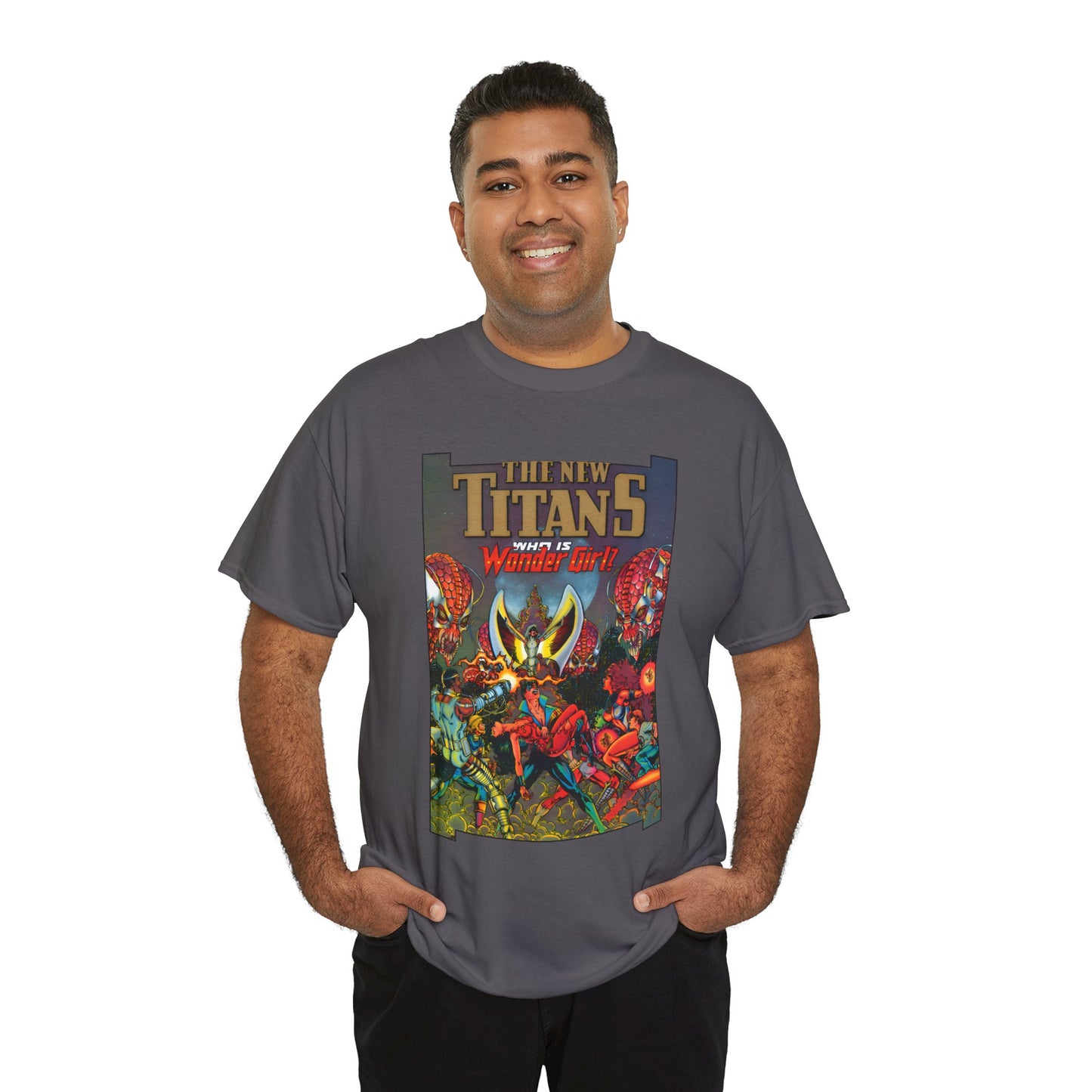 New Titans T-Shirt - George Perez Art - Who is Donna Troy? - Nightwing, Troia, Starfire, Cyborg, Jericho, Raven - DC Comics