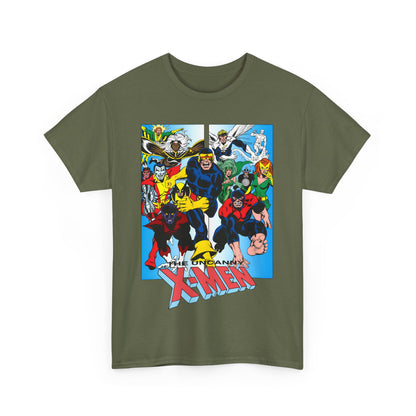Uncanny X-Men T-Shirt - Classic Dave Cockrum Art - Popular Marvel Comics Series - Wolverine, Storm, Cyclops, Nightcrawler, Jean Grey, Iceman, Banshee, Beast