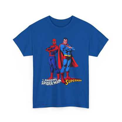 Amazing Spider-Man & Superman T-Shirt - Classic 1970s Marvel/DC Comics Crossover - Peter Parker & Clark Kent