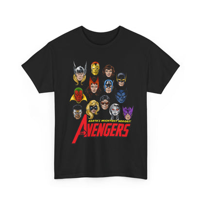 Avengers T-Shirt - John Byrne Art - Captain America, Scarlet Witch, Iron Man, Thor, Vision, Hawkeye, Wonder Man - Marvel Comics