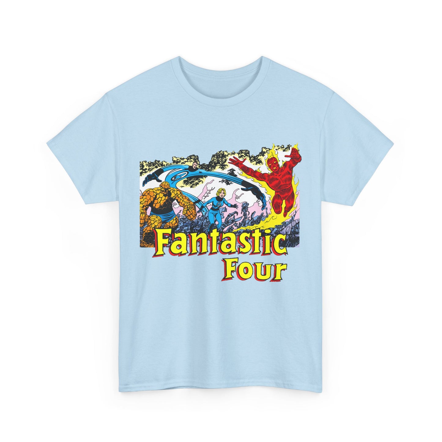 Fantastic Four T-Shirt - John Byrne Art - Reed Richards, Invisible Woman, Human Torch, The Thing - Marvel Comics
