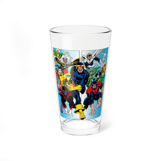 Uncanny X-Men Pint Glass, 16oz - Dave Cockrum Art - Wolverine, Storm, Cyclops, Banshee, Beast, Polaris, Angel, Iceman - Marvel Comics