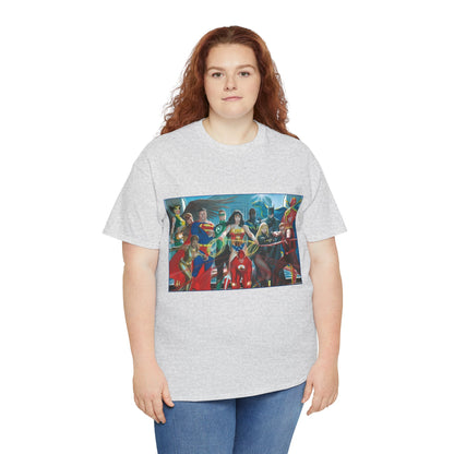 Justice League T-Shirt - Alex Ross Art - Superman, Wonder Woman, Batman, Flash, Black Canary, Vixen, Black Lightning, Green Lantern, Geo-Force, Red Tornado - DC Comics