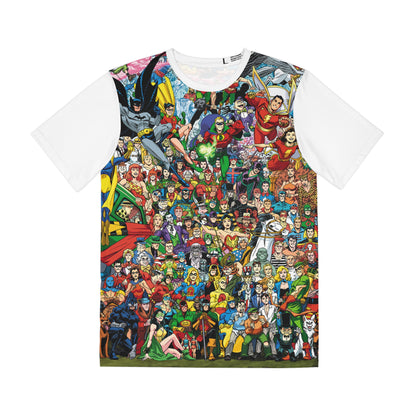 New History of the DC Universe All Over Print Tee (Polyester) - Scott Koblish Art - Captain Marvel, Batman, Wonder Woman - DC Comics