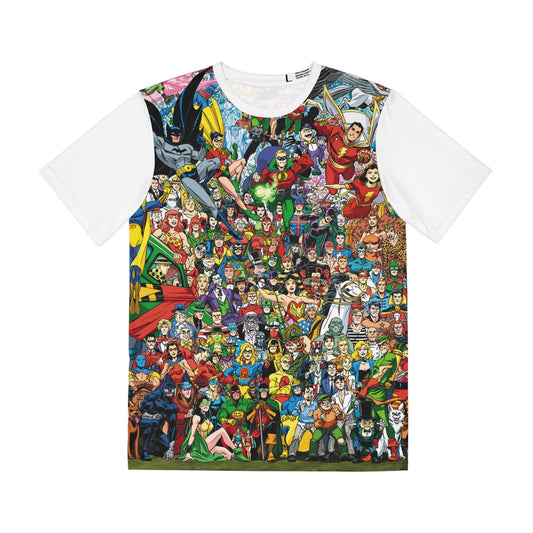 New History of the DC Universe All Over Print Tee (Polyester) - Scott Koblish Art - Captain Marvel, Batman, Wonder Woman - DC Comics