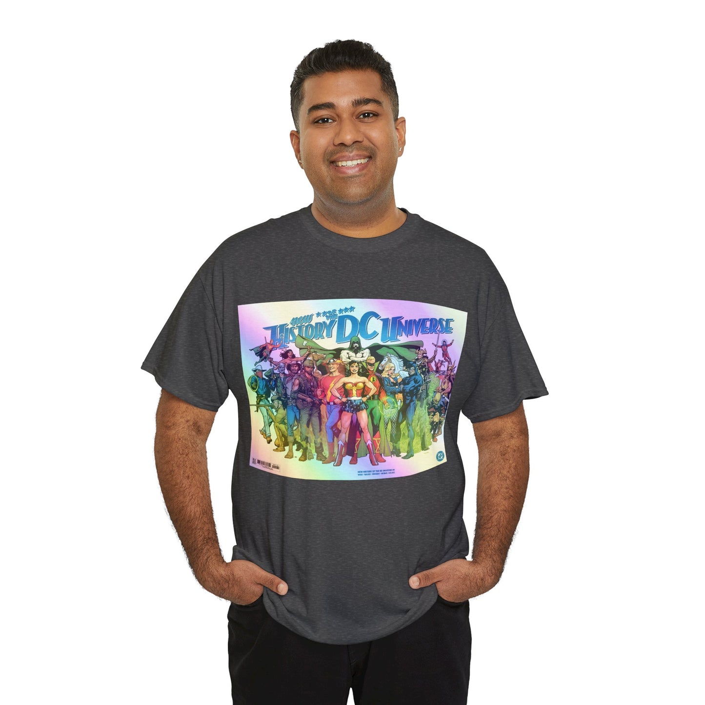 New History of the DC Universe T-Shirt - Wonder Woman, Wildcat, Black Canary, Sgt. Rock, Etrigan, Spectre, Jonah Hex - DC Comics